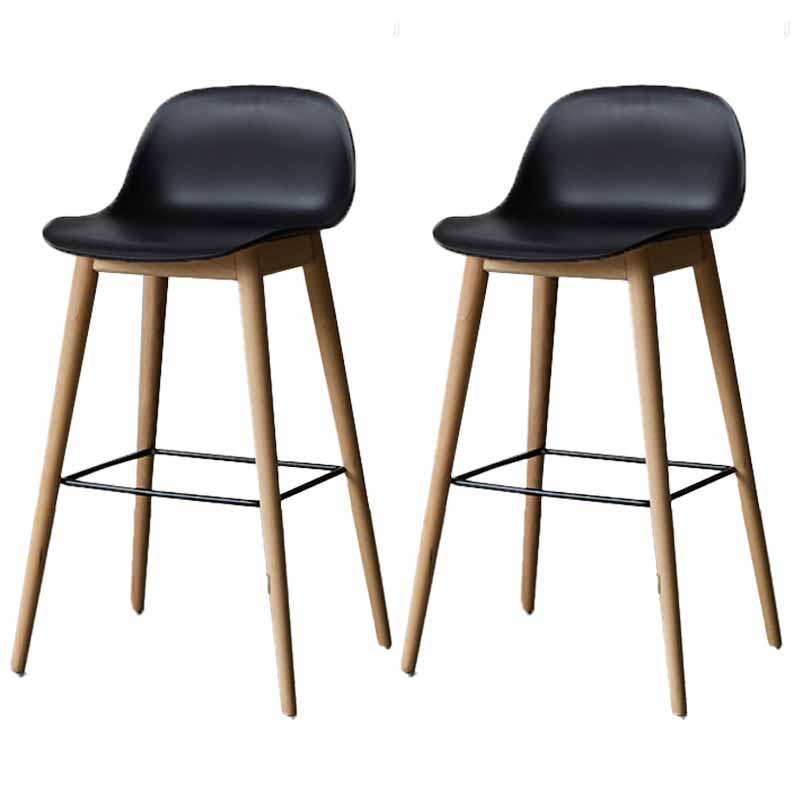 Scandinavian Wood Counter Stools Plastic Low Back Bar Stools with Footrest Black Natural 2 Piece Set Clearhalo 'Bar Furniture' 'Bar Stools' 'bar_stools' 'furn' 'furn_bar_stools' 'furniture_bar_stools' 'Kitchen & Dining Furniture' 'kitchen&dining_furn' 'kitchen' 'kitchen_furn' Furniture' 4422708