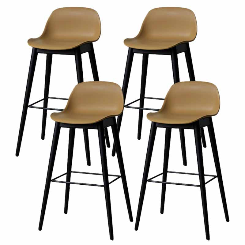 Scandinavian Wood Counter Stools Plastic Low Back Bar Stools with Footrest Yellow Black 4 Piece Set Clearhalo 'Bar Furniture' 'Bar Stools' 'bar_stools' 'furn' 'furn_bar_stools' 'furniture_bar_stools' 'Kitchen & Dining Furniture' 'kitchen&dining_furn' 'kitchen' 'kitchen_furn' Furniture' 4422709