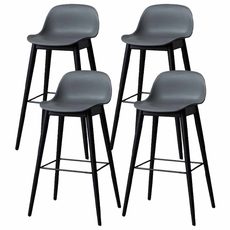 Scandinavian Wood Counter Stools Plastic Low Back Bar Stools with Footrest Grey Black 4 Piece Set Clearhalo 'Bar Furniture' 'Bar Stools' 'bar_stools' 'furn' 'furn_bar_stools' 'furniture_bar_stools' 'Kitchen & Dining Furniture' 'kitchen&dining_furn' 'kitchen' 'kitchen_furn' Furniture' 4422711