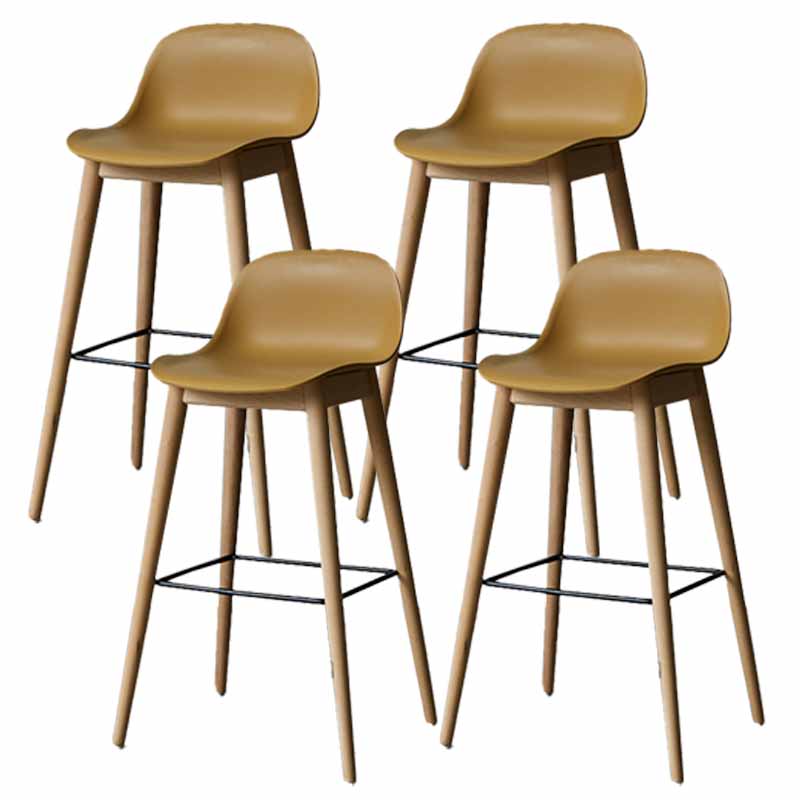 Scandinavian Wood Counter Stools Plastic Low Back Bar Stools with Footrest Yellow Natural 4 Piece Set Clearhalo 'Bar Furniture' 'Bar Stools' 'bar_stools' 'furn' 'furn_bar_stools' 'furniture_bar_stools' 'Kitchen & Dining Furniture' 'kitchen&dining_furn' 'kitchen' 'kitchen_furn' Furniture' 4422714