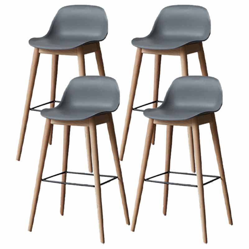 Scandinavian Wood Counter Stools Plastic Low Back Bar Stools with Footrest Grey Natural 4 Piece Set Clearhalo 'Bar Furniture' 'Bar Stools' 'bar_stools' 'furn' 'furn_bar_stools' 'furniture_bar_stools' 'Kitchen & Dining Furniture' 'kitchen&dining_furn' 'kitchen' 'kitchen_furn' Furniture' 4422716