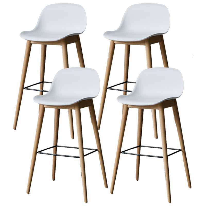 Scandinavian Wood Counter Stools Plastic Low Back Bar Stools with Footrest White Natural 4 Piece Set Clearhalo 'Bar Furniture' 'Bar Stools' 'bar_stools' 'furn' 'furn_bar_stools' 'furniture_bar_stools' 'Kitchen & Dining Furniture' 'kitchen&dining_furn' 'kitchen' 'kitchen_furn' Furniture' 4422717