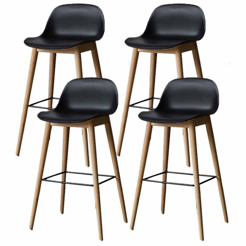 Scandinavian Wood Counter Stools Plastic Low Back Bar Stools with Footrest Black Natural 4 Piece Set Clearhalo 'Bar Furniture' 'Bar Stools' 'bar_stools' 'furn' 'furn_bar_stools' 'furniture_bar_stools' 'Kitchen & Dining Furniture' 'kitchen&dining_furn' 'kitchen' 'kitchen_furn' Furniture' 4422718