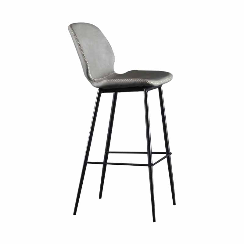 Industrial Leather Counter Stools Black Metal Low Back Bar Stools with Footrest Light Gray 1 Piece Clearhalo 'Bar Furniture' 'Bar Stools' 'bar_stools' 'furn' 'furn_bar_stools' 'furniture_bar_stools' 'Kitchen & Dining Furniture' 'kitchen&dining_furn' 'kitchen' 'kitchen_furn' Furniture' 4422729