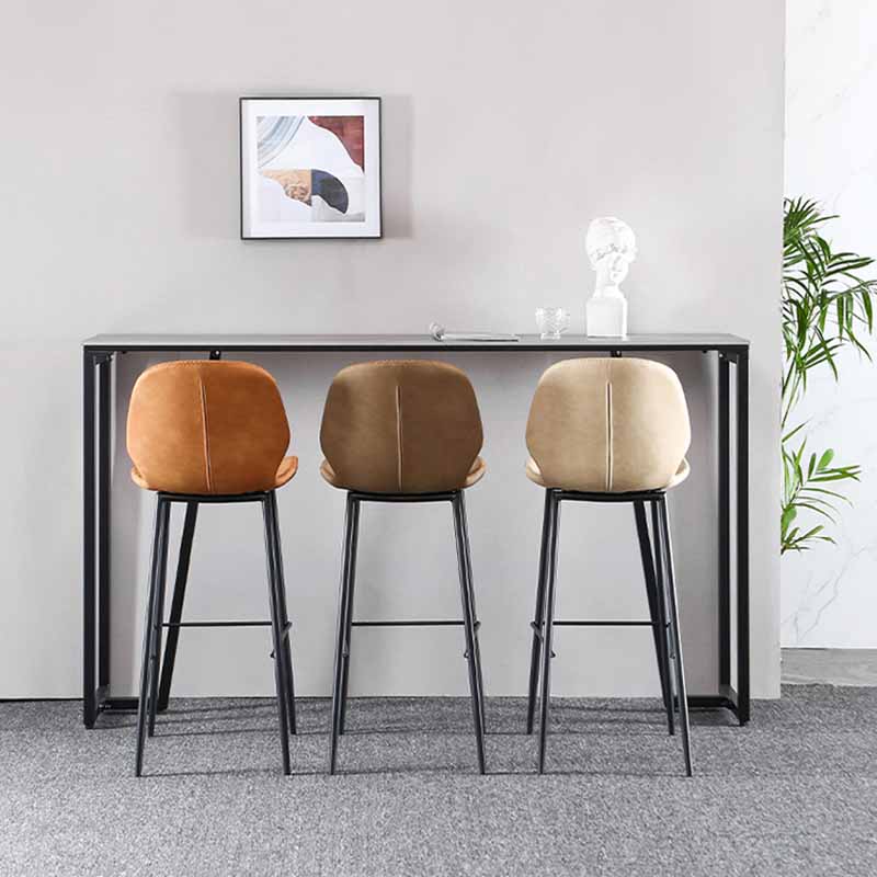 Industrial Leather Counter Stools Black Metal Low Back Bar Stools with Footrest Clearhalo 'Bar Furniture' 'Bar Stools' 'bar_stools' 'furn' 'furn_bar_stools' 'furniture_bar_stools' 'Kitchen & Dining Furniture' 'kitchen&dining_furn' 'kitchen' 'kitchen_furn' Furniture' 4422740