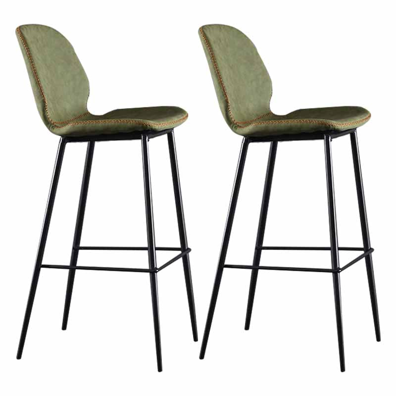 Industrial Leather Counter Stools Black Metal Low Back Bar Stools with Footrest Green 2 Piece Set Clearhalo 'Bar Furniture' 'Bar Stools' 'bar_stools' 'furn' 'furn_bar_stools' 'furniture_bar_stools' 'Kitchen & Dining Furniture' 'kitchen&dining_furn' 'kitchen' 'kitchen_furn' Furniture' 4422748