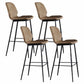 Industrial Leather Counter Stools Black Metal Low Back Bar Stools with Footrest Light Brown 4 Piece Set Clearhalo 'Bar Furniture' 'Bar Stools' 'bar_stools' 'furn' 'furn_bar_stools' 'furniture_bar_stools' 'Kitchen & Dining Furniture' 'kitchen&dining_furn' 'kitchen' 'kitchen_furn' Furniture' 4422752