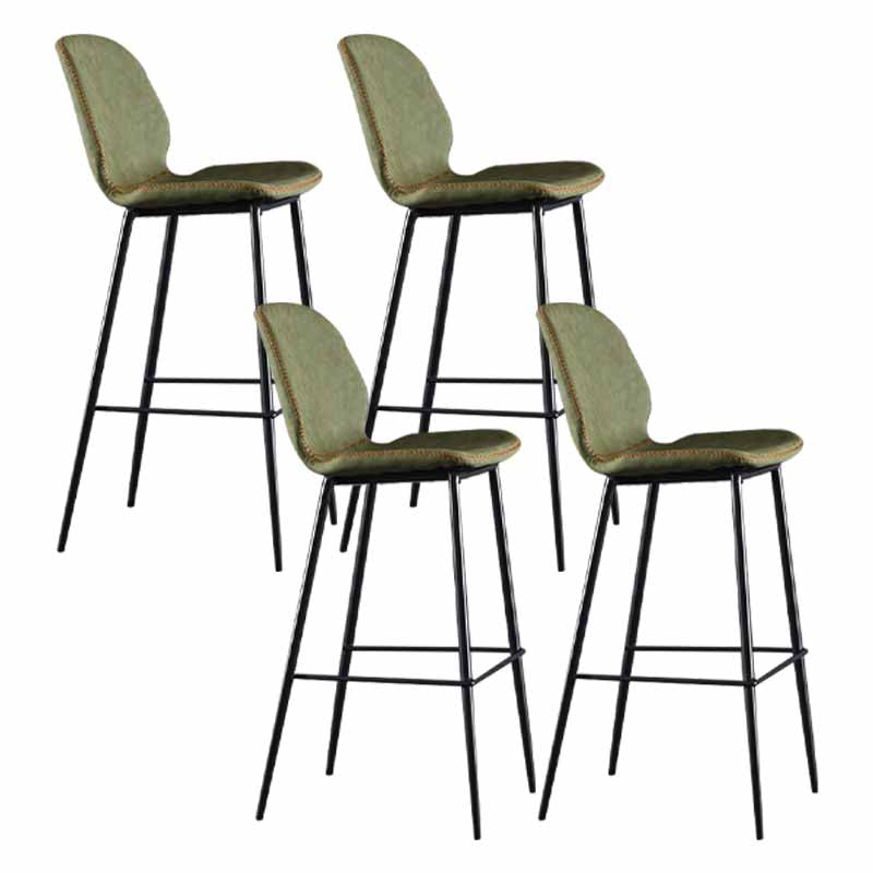 Industrial Leather Counter Stools Black Metal Low Back Bar Stools with Footrest Green 4 Piece Set Clearhalo 'Bar Furniture' 'Bar Stools' 'bar_stools' 'furn' 'furn_bar_stools' 'furniture_bar_stools' 'Kitchen & Dining Furniture' 'kitchen&dining_furn' 'kitchen' 'kitchen_furn' Furniture' 4422756