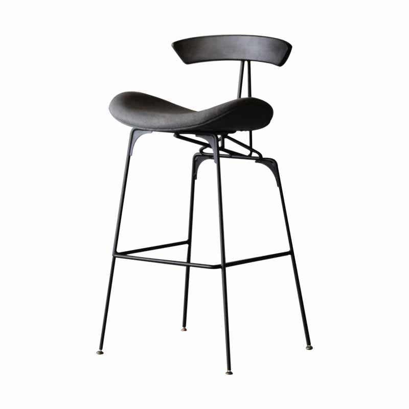 Iron Upholstered Counter Stools Industrial Low Back Bar Stools with Saddle Seat Light Gray 1 Piece Clearhalo 'Bar Furniture' 'Bar Stools' 'bar_stools' 'furn' 'furn_bar_stools' 'furniture_bar_stools' 'Kitchen & Dining Furniture' 'kitchen&dining_furn' 'kitchen' 'kitchen_furn' Furniture' 4422759