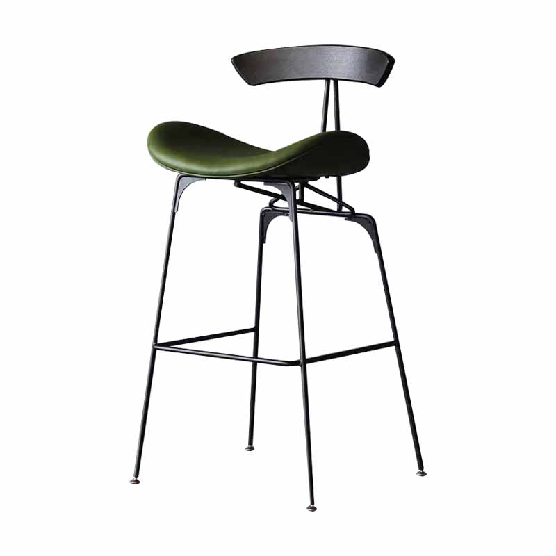 Iron Upholstered Counter Stools Industrial Low Back Bar Stools with Saddle Seat Green 1 Piece Clearhalo 'Bar Furniture' 'Bar Stools' 'bar_stools' 'furn' 'furn_bar_stools' 'furniture_bar_stools' 'Kitchen & Dining Furniture' 'kitchen&dining_furn' 'kitchen' 'kitchen_furn' Furniture' 4422760