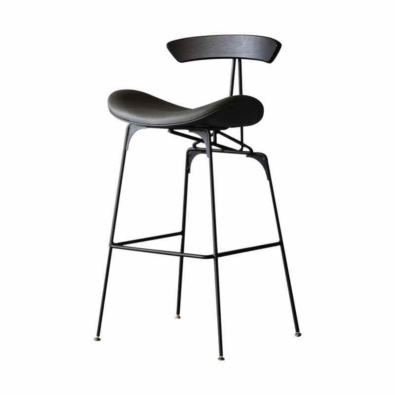 Iron Upholstered Counter Stools Industrial Low Back Bar Stools with Saddle Seat Dark Gray 1 Piece Clearhalo 'Bar Furniture' 'Bar Stools' 'bar_stools' 'furn' 'furn_bar_stools' 'furniture_bar_stools' 'Kitchen & Dining Furniture' 'kitchen&dining_furn' 'kitchen' 'kitchen_furn' Furniture' 4422766