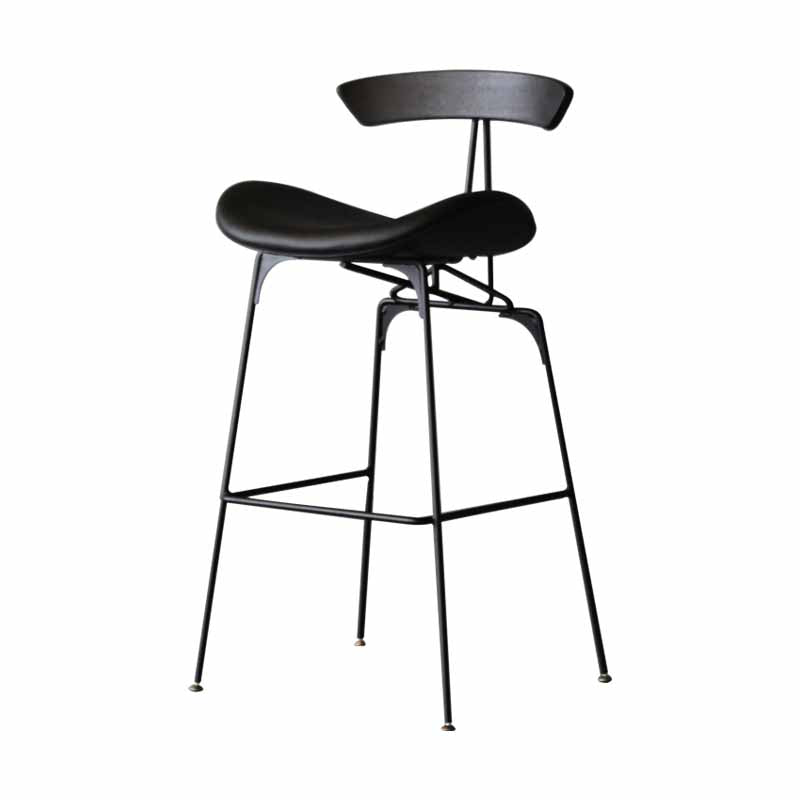 Iron Upholstered Counter Stools Industrial Low Back Bar Stools with Saddle Seat Black 1 Piece Clearhalo 'Bar Furniture' 'Bar Stools' 'bar_stools' 'furn' 'furn_bar_stools' 'furniture_bar_stools' 'Kitchen & Dining Furniture' 'kitchen&dining_furn' 'kitchen' 'kitchen_furn' Furniture' 4422768