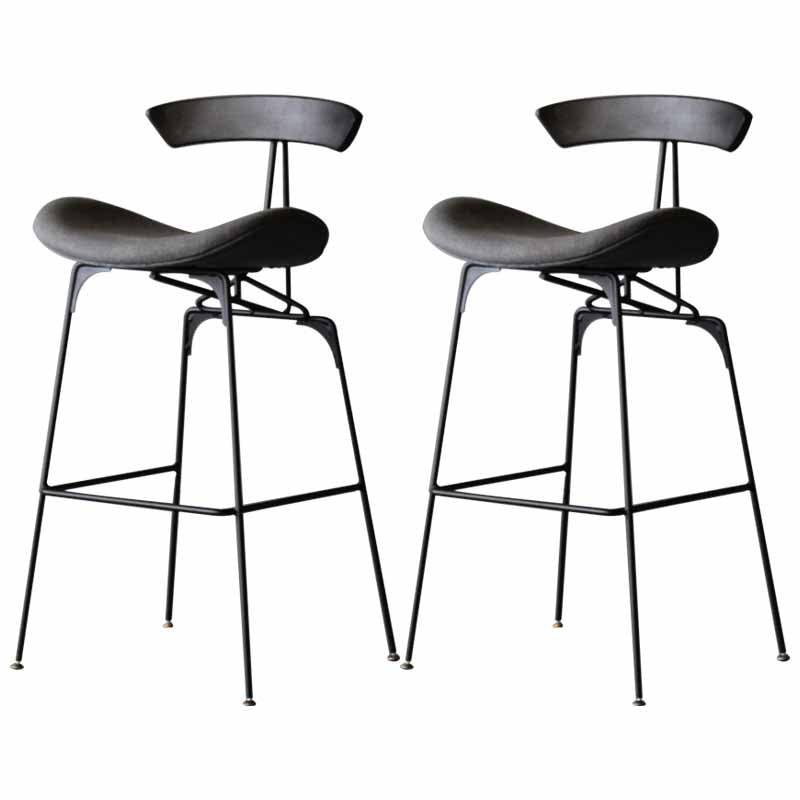 Iron Upholstered Counter Stools Industrial Low Back Bar Stools with Saddle Seat Light Gray 2 Piece Set Clearhalo 'Bar Furniture' 'Bar Stools' 'bar_stools' 'furn' 'furn_bar_stools' 'furniture_bar_stools' 'Kitchen & Dining Furniture' 'kitchen&dining_furn' 'kitchen' 'kitchen_furn' Furniture' 4422770