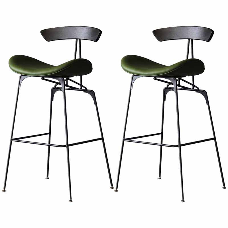 Iron Upholstered Counter Stools Industrial Low Back Bar Stools with Saddle Seat Green 2 Piece Set Clearhalo 'Bar Furniture' 'Bar Stools' 'bar_stools' 'furn' 'furn_bar_stools' 'furniture_bar_stools' 'Kitchen & Dining Furniture' 'kitchen&dining_furn' 'kitchen' 'kitchen_furn' Furniture' 4422773