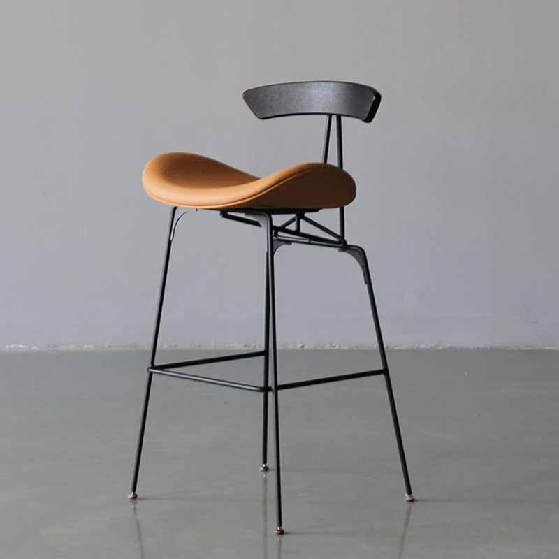 Iron Upholstered Counter Stools Industrial Low Back Bar Stools with Saddle Seat Clearhalo 'Bar Furniture' 'Bar Stools' 'bar_stools' 'furn' 'furn_bar_stools' 'furniture_bar_stools' 'Kitchen & Dining Furniture' 'kitchen&dining_furn' 'kitchen' 'kitchen_furn' Furniture' 4422776