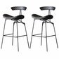 Iron Upholstered Counter Stools Industrial Low Back Bar Stools with Saddle Seat Dark Gray 2 Piece Set Clearhalo 'Bar Furniture' 'Bar Stools' 'bar_stools' 'furn' 'furn_bar_stools' 'furniture_bar_stools' 'Kitchen & Dining Furniture' 'kitchen&dining_furn' 'kitchen' 'kitchen_furn' Furniture' 4422778