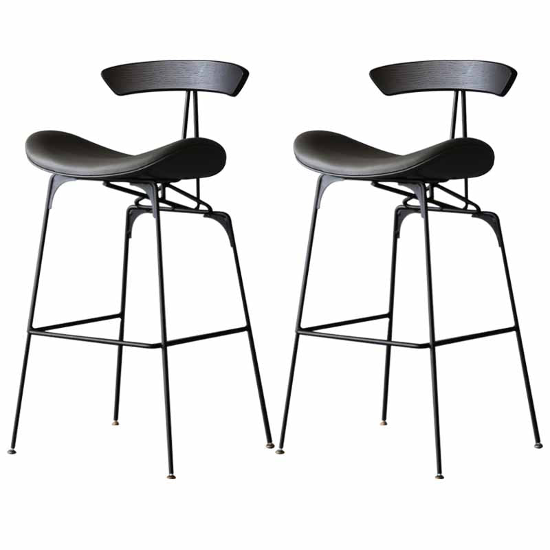 Iron Upholstered Counter Stools Industrial Low Back Bar Stools with Saddle Seat Dark Gray 2 Piece Set Clearhalo 'Bar Furniture' 'Bar Stools' 'bar_stools' 'furn' 'furn_bar_stools' 'furniture_bar_stools' 'Kitchen & Dining Furniture' 'kitchen&dining_furn' 'kitchen' 'kitchen_furn' Furniture' 4422778