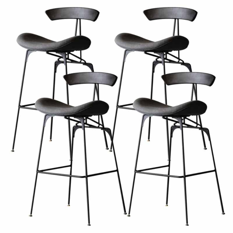 Iron Upholstered Counter Stools Industrial Low Back Bar Stools with Saddle Seat Light Gray 4 Piece Set Clearhalo 'Bar Furniture' 'Bar Stools' 'bar_stools' 'furn' 'furn_bar_stools' 'furniture_bar_stools' 'Kitchen & Dining Furniture' 'kitchen&dining_furn' 'kitchen' 'kitchen_furn' Furniture' 4422780