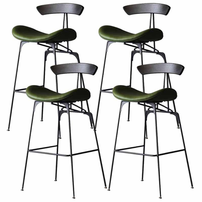 Iron Upholstered Counter Stools Industrial Low Back Bar Stools with Saddle Seat Green 4 Piece Set Clearhalo 'Bar Furniture' 'Bar Stools' 'bar_stools' 'furn' 'furn_bar_stools' 'furniture_bar_stools' 'Kitchen & Dining Furniture' 'kitchen&dining_furn' 'kitchen' 'kitchen_furn' Furniture' 4422781
