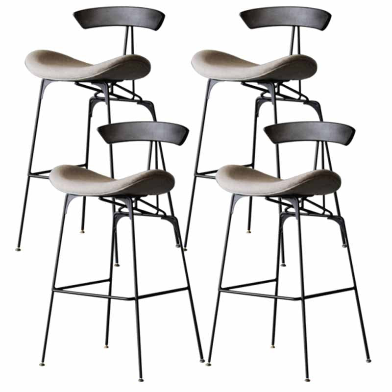 Iron Upholstered Counter Stools Industrial Low Back Bar Stools with Saddle Seat Beige 4 Piece Set Clearhalo 'Bar Furniture' 'Bar Stools' 'bar_stools' 'furn' 'furn_bar_stools' 'furniture_bar_stools' 'Kitchen & Dining Furniture' 'kitchen&dining_furn' 'kitchen' 'kitchen_furn' Furniture' 4422782