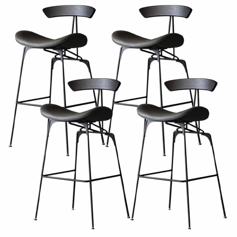 Iron Upholstered Counter Stools Industrial Low Back Bar Stools with Saddle Seat Dark Gray 4 Piece Set Clearhalo 'Bar Furniture' 'Bar Stools' 'bar_stools' 'furn' 'furn_bar_stools' 'furniture_bar_stools' 'Kitchen & Dining Furniture' 'kitchen&dining_furn' 'kitchen' 'kitchen_furn' Furniture' 4422784
