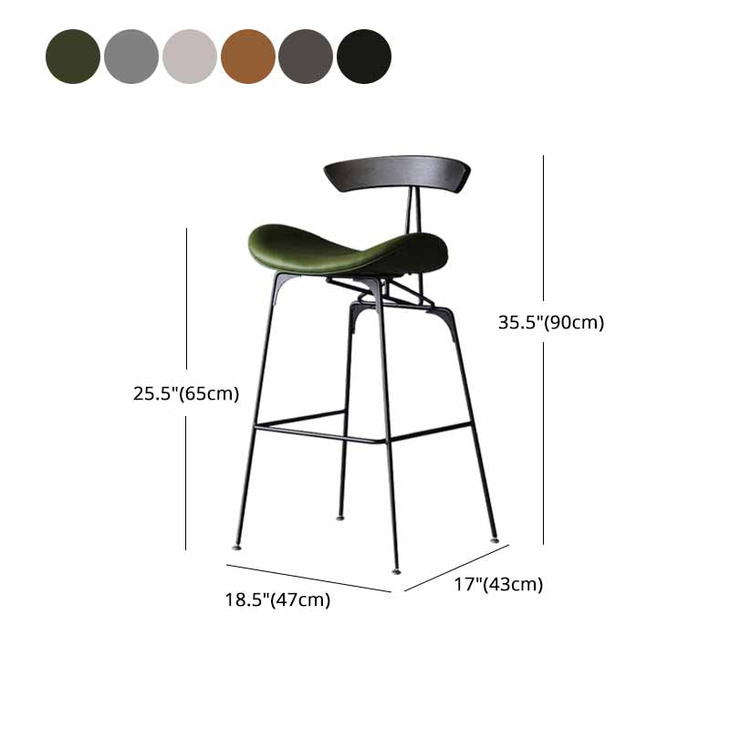 Iron Upholstered Counter Stools Industrial Low Back Bar Stools with Saddle Seat Clearhalo 'Bar Furniture' 'Bar Stools' 'bar_stools' 'furn' 'furn_bar_stools' 'furniture_bar_stools' 'Kitchen & Dining Furniture' 'kitchen&dining_furn' 'kitchen' 'kitchen_furn' Furniture' 4422786