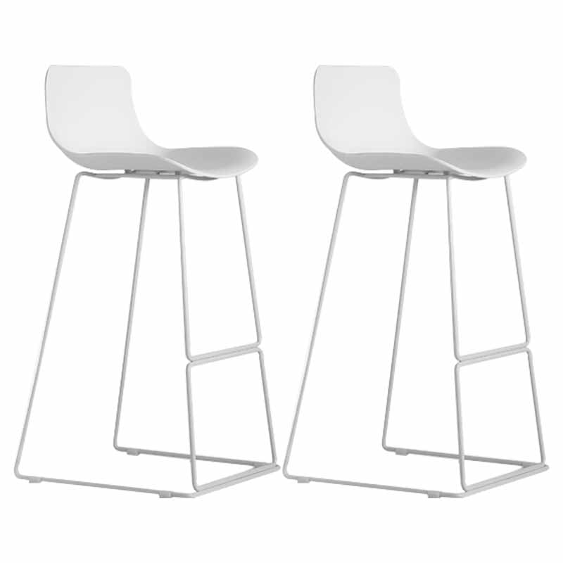 Scandinavian Style Metal Plastic Counter Stools Low Back Bar Stools with Footrest White 2 Piece Set Bar Stool(30"H) Clearhalo 'Bar Furniture' 'Bar Stools' 'bar_stools' 'furn' 'furn_bar_stools' 'furniture_bar_stools' 'Kitchen & Dining Furniture' 'kitchen&dining_furn' 'kitchen' 'kitchen_furn' Furniture' 4422812