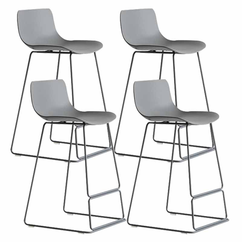 Scandinavian Style Metal Plastic Counter Stools Low Back Bar Stools with Footrest Grey 4 Piece Set Counter Stool(26"H) Clearhalo 'Bar Furniture' 'Bar Stools' 'bar_stools' 'furn' 'furn_bar_stools' 'furniture_bar_stools' 'Kitchen & Dining Furniture' 'kitchen&dining_furn' 'kitchen' 'kitchen_furn' Furniture' 4422813
