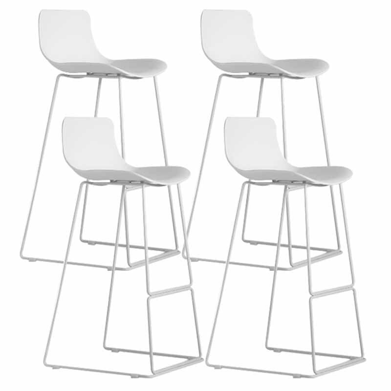 Scandinavian Style Metal Plastic Counter Stools Low Back Bar Stools with Footrest White 4 Piece Set Bar Stool(30"H) Clearhalo 'Bar Furniture' 'Bar Stools' 'bar_stools' 'furn' 'furn_bar_stools' 'furniture_bar_stools' 'Kitchen & Dining Furniture' 'kitchen&dining_furn' 'kitchen' 'kitchen_furn' Furniture' 4422820
