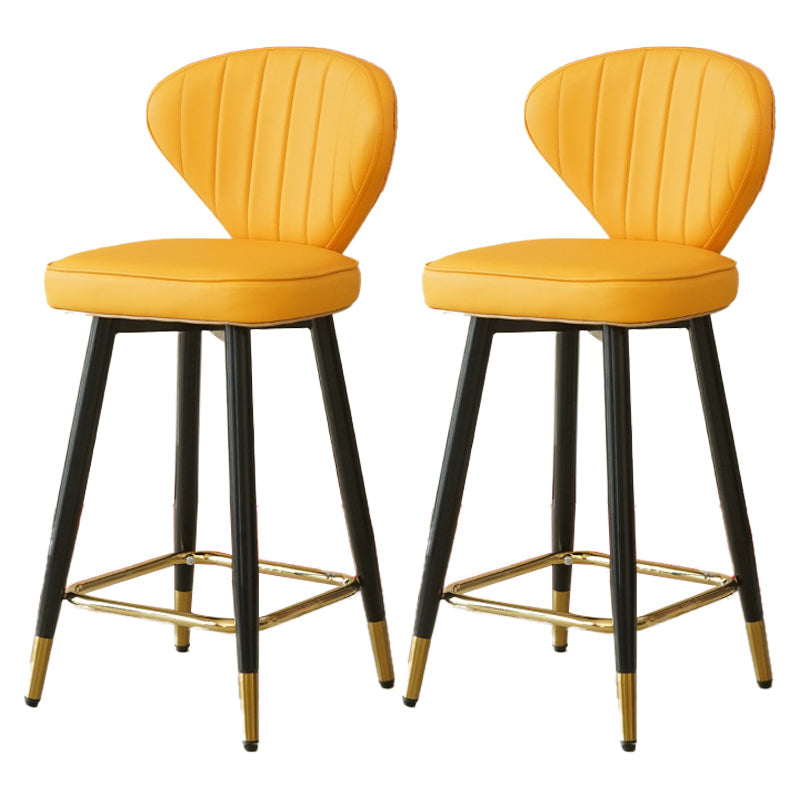 Metal Black Counter Stools Upholstered Low Back Scandinavian Bar Stools Yellow 2 Piece Set Clearhalo 'Bar Furniture' 'Bar Stools' 'bar_stools' 'furn' 'furn_bar_stools' 'furniture_bar_stools' 'Kitchen & Dining Furniture' 'kitchen&dining_furn' 'kitchen' 'kitchen_furn' Furniture' 4422824