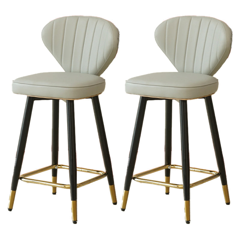 Metal Black Counter Stools Upholstered Low Back Scandinavian Bar Stools White 2 Piece Set Clearhalo 'Bar Furniture' 'Bar Stools' 'bar_stools' 'furn' 'furn_bar_stools' 'furniture_bar_stools' 'Kitchen & Dining Furniture' 'kitchen&dining_furn' 'kitchen' 'kitchen_furn' Furniture' 4422825