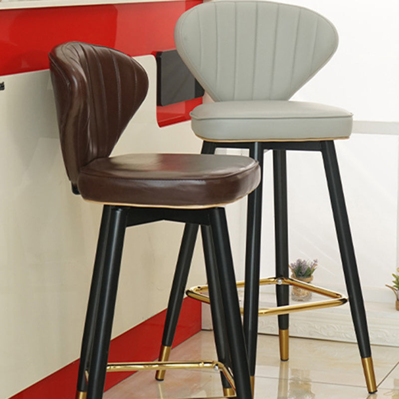 Metal Black Counter Stools Upholstered Low Back Scandinavian Bar Stools Clearhalo 'Bar Furniture' 'Bar Stools' 'bar_stools' 'furn' 'furn_bar_stools' 'furniture_bar_stools' 'Kitchen & Dining Furniture' 'kitchen&dining_furn' 'kitchen' 'kitchen_furn' Furniture' 4422826