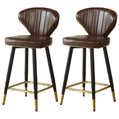 Metal Black Counter Stools Upholstered Low Back Scandinavian Bar Stools Brown 2 Piece Set Clearhalo 'Bar Furniture' 'Bar Stools' 'bar_stools' 'furn' 'furn_bar_stools' 'furniture_bar_stools' 'Kitchen & Dining Furniture' 'kitchen&dining_furn' 'kitchen' 'kitchen_furn' Furniture' 4422828