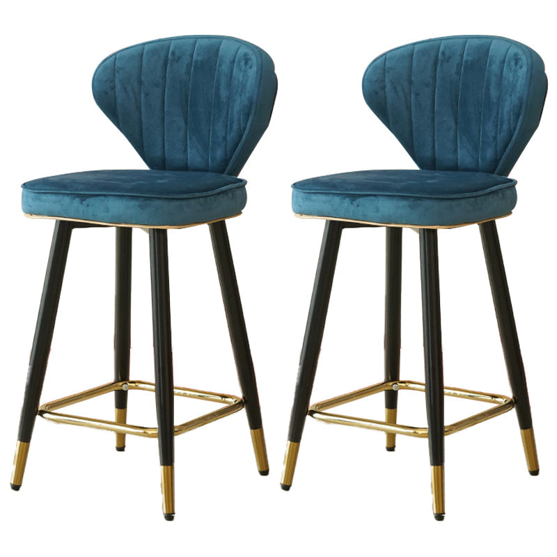 Metal Black Counter Stools Upholstered Low Back Scandinavian Bar Stools Blue 2 Piece Set Clearhalo 'Bar Furniture' 'Bar Stools' 'bar_stools' 'furn' 'furn_bar_stools' 'furniture_bar_stools' 'Kitchen & Dining Furniture' 'kitchen&dining_furn' 'kitchen' 'kitchen_furn' Furniture' 4422829