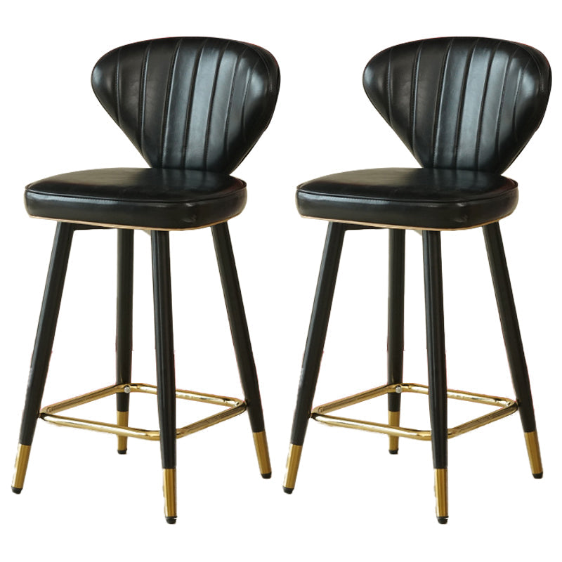 Metal Black Counter Stools Upholstered Low Back Scandinavian Bar Stools Black 2 Piece Set Clearhalo 'Bar Furniture' 'Bar Stools' 'bar_stools' 'furn' 'furn_bar_stools' 'furniture_bar_stools' 'Kitchen & Dining Furniture' 'kitchen&dining_furn' 'kitchen' 'kitchen_furn' Furniture' 4422831
