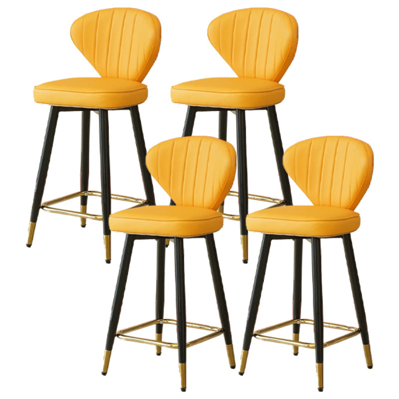 Metal Black Counter Stools Upholstered Low Back Scandinavian Bar Stools Yellow 4 Piece Set Clearhalo 'Bar Furniture' 'Bar Stools' 'bar_stools' 'furn' 'furn_bar_stools' 'furniture_bar_stools' 'Kitchen & Dining Furniture' 'kitchen&dining_furn' 'kitchen' 'kitchen_furn' Furniture' 4422834