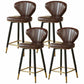 Metal Black Counter Stools Upholstered Low Back Scandinavian Bar Stools Brown 4 Piece Set Clearhalo 'Bar Furniture' 'Bar Stools' 'bar_stools' 'furn' 'furn_bar_stools' 'furniture_bar_stools' 'Kitchen & Dining Furniture' 'kitchen&dining_furn' 'kitchen' 'kitchen_furn' Furniture' 4422837