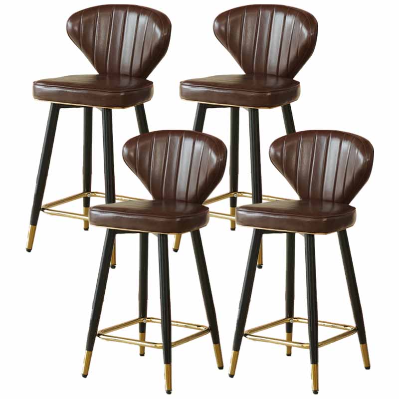 Metal Black Counter Stools Upholstered Low Back Scandinavian Bar Stools Brown 4 Piece Set Clearhalo 'Bar Furniture' 'Bar Stools' 'bar_stools' 'furn' 'furn_bar_stools' 'furniture_bar_stools' 'Kitchen & Dining Furniture' 'kitchen&dining_furn' 'kitchen' 'kitchen_furn' Furniture' 4422837