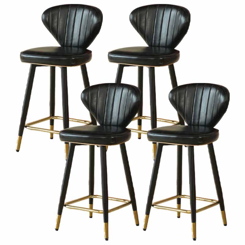 Metal Black Counter Stools Upholstered Low Back Scandinavian Bar Stools Black 4 Piece Set Clearhalo 'Bar Furniture' 'Bar Stools' 'bar_stools' 'furn' 'furn_bar_stools' 'furniture_bar_stools' 'Kitchen & Dining Furniture' 'kitchen&dining_furn' 'kitchen' 'kitchen_furn' Furniture' 4422839