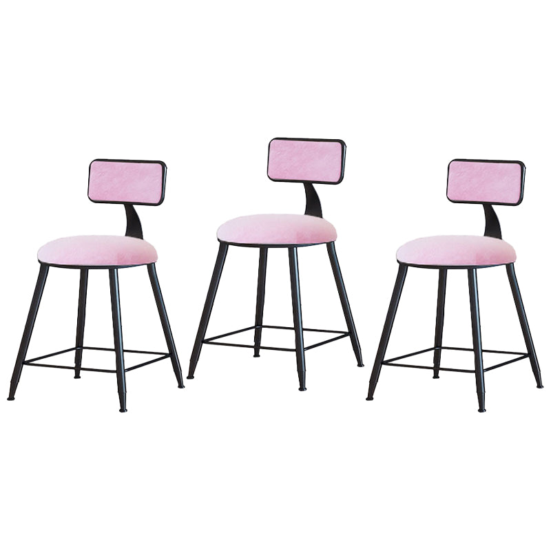 Black Upholstered Counter Stools Low Back Scandinavian Bar Stools (Set of 3) Pink 3 Piece Set Short Stool(18"H) Clearhalo 'Bar Furniture' 'Bar Stools' 'bar_stools' 'furn' 'furn_bar_stools' 'furniture_bar_stools' 'Kitchen & Dining Furniture' 'kitchen&dining_furn' 'kitchen' 'kitchen_furn' Furniture' 4422846