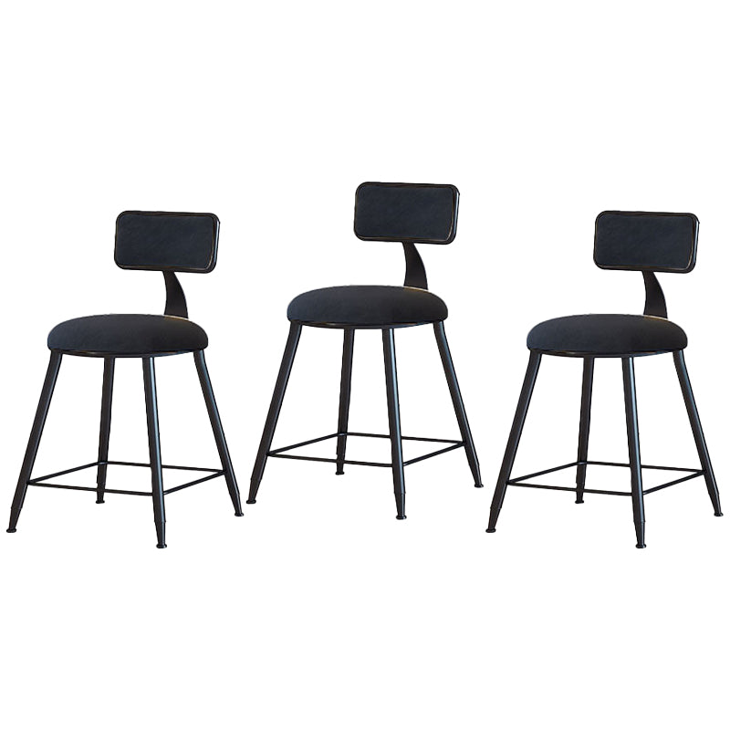 Black Upholstered Counter Stools Low Back Scandinavian Bar Stools (Set of 3) Black 3 Piece Set Short Stool(18"H) Clearhalo 'Bar Furniture' 'Bar Stools' 'bar_stools' 'furn' 'furn_bar_stools' 'furniture_bar_stools' 'Kitchen & Dining Furniture' 'kitchen&dining_furn' 'kitchen' 'kitchen_furn' Furniture' 4422852