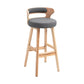 Scandinavian Wood Upholstered Counter Stools Low Back Bar Stools with Round Seat Grey 1 Piece Clearhalo 'Bar Furniture' 'Bar Stools' 'bar_stools' 'furniture_bar_stools' 'Kitchen & Dining Furniture' 'kitchen&dining_furn' 'kitchen' 'kitchen_furn' Furniture' 4422873