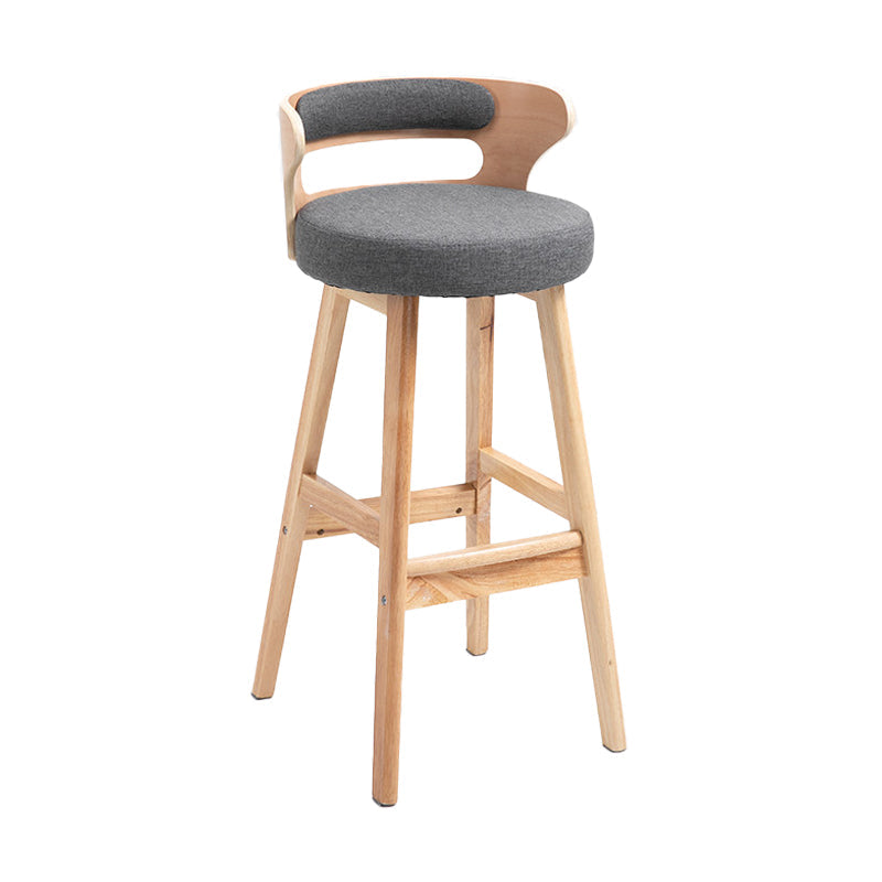 Scandinavian Wood Upholstered Counter Stools Low Back Bar Stools with Round Seat Grey 1 Piece Clearhalo 'Bar Furniture' 'Bar Stools' 'bar_stools' 'furniture_bar_stools' 'Kitchen & Dining Furniture' 'kitchen&dining_furn' 'kitchen' 'kitchen_furn' Furniture' 4422873