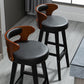 Scandinavian Wood Upholstered Counter Stools Low Back Bar Stools with Round Seat Clearhalo 'Bar Furniture' 'Bar Stools' 'bar_stools' 'furniture_bar_stools' 'Kitchen & Dining Furniture' 'kitchen&dining_furn' 'kitchen' 'kitchen_furn' Furniture' 4422876