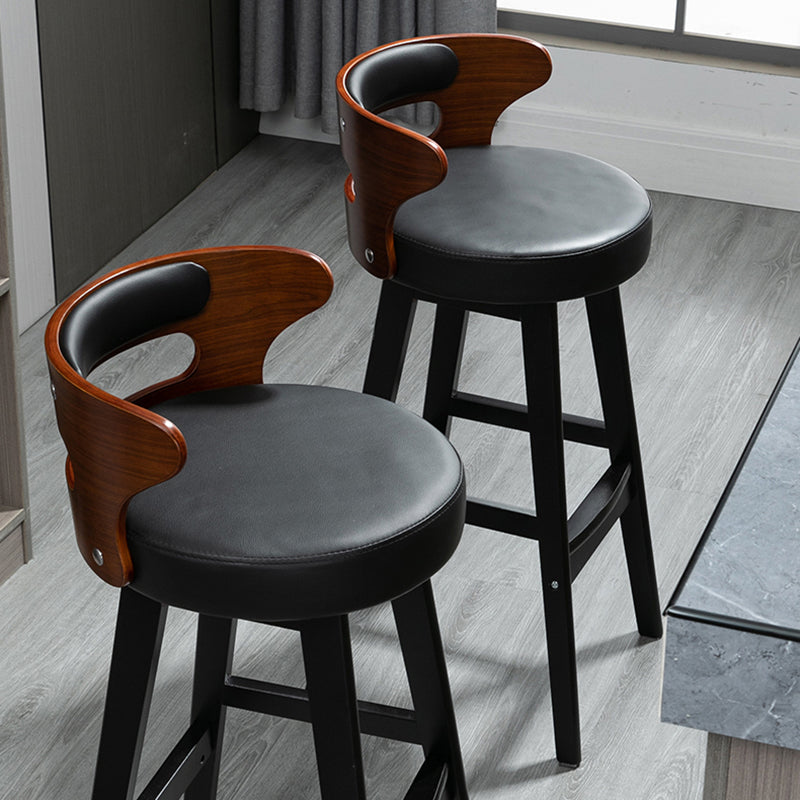 Scandinavian Wood Upholstered Counter Stools Low Back Bar Stools with Round Seat Clearhalo 'Bar Furniture' 'Bar Stools' 'bar_stools' 'furniture_bar_stools' 'Kitchen & Dining Furniture' 'kitchen&dining_furn' 'kitchen' 'kitchen_furn' Furniture' 4422876
