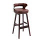 Scandinavian Wood Upholstered Counter Stools Low Back Bar Stools with Round Seat Red Brown 1 Piece Clearhalo 'Bar Furniture' 'Bar Stools' 'bar_stools' 'furniture_bar_stools' 'Kitchen & Dining Furniture' 'kitchen&dining_furn' 'kitchen' 'kitchen_furn' Furniture' 4422877
