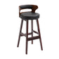 Scandinavian Wood Upholstered Counter Stools Low Back Bar Stools with Round Seat Red-Black 1 Piece Clearhalo 'Bar Furniture' 'Bar Stools' 'bar_stools' 'furniture_bar_stools' 'Kitchen & Dining Furniture' 'kitchen&dining_furn' 'kitchen' 'kitchen_furn' Furniture' 4422878