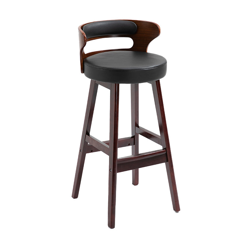 Scandinavian Wood Upholstered Counter Stools Low Back Bar Stools with Round Seat Red-Black 1 Piece Clearhalo 'Bar Furniture' 'Bar Stools' 'bar_stools' 'furniture_bar_stools' 'Kitchen & Dining Furniture' 'kitchen&dining_furn' 'kitchen' 'kitchen_furn' Furniture' 4422878