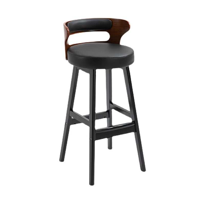 Scandinavian Wood Upholstered Counter Stools Low Back Bar Stools with Round Seat Clearhalo 'Bar Furniture' 'Bar Stools' 'bar_stools' 'furniture_bar_stools' 'Kitchen & Dining Furniture' 'kitchen&dining_furn' 'kitchen' 'kitchen_furn' Furniture' 4422879