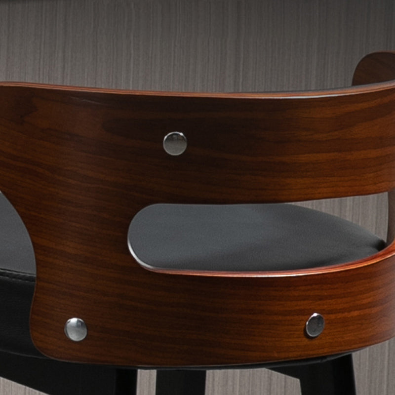 Scandinavian Wood Upholstered Counter Stools Low Back Bar Stools with Round Seat Clearhalo 'Bar Furniture' 'Bar Stools' 'bar_stools' 'furniture_bar_stools' 'Kitchen & Dining Furniture' 'kitchen&dining_furn' 'kitchen' 'kitchen_furn' Furniture' 4422880